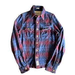 Abercrombie & Fitch Red and Blue Tartan Plaid Medium Heavyweight Flannel